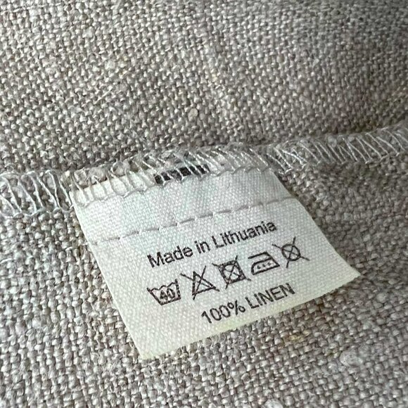 Old Linen Mill Oatmeal Tan European Linen Button Down Shirt Blouse Size Medium - Picture 7 of 7